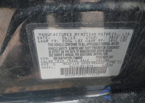 2013 Nissan Sentra Sr z USA, uszkodzony, nr VIN 3N1AB7AP3DL746652